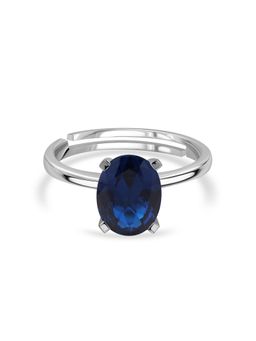 Ornate Jewels - 925 Silver 1.25 Carat Oval Blue Spinel Promise Adjustable Ring for Women & Girls
