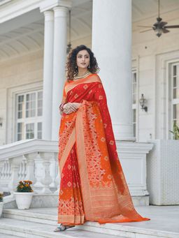 Odette - Gorgeous Woven Red Banarasi Silk Saree with Unstitched Blouse