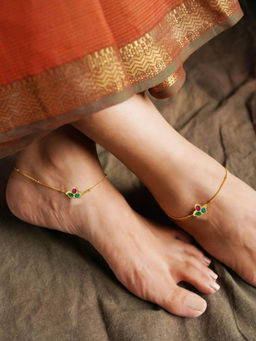 Abdesigns - Multi-Color Enchanting Pachi Kundan Gold Plated Anklet