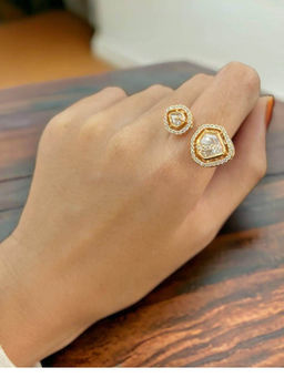 Abdesigns - Exquisite Gold Plated American Diamond Polki Ring