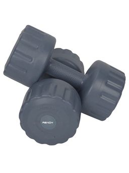 Reach - PVC Dumbbell Set Weights Pack of 2 For Strength Training Home Gym (2kg, Grey)