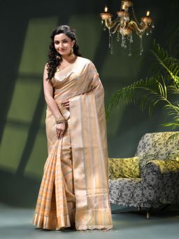 DESH BIDESH - Copper Tissue Woven Saree with Unstitched Blouse