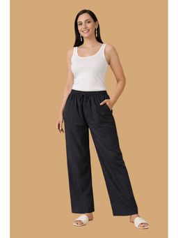 HOUSE OF KARI - Black Cotton Regular Fit Pant
