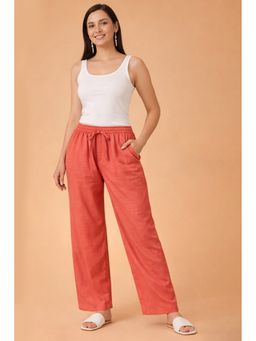 HOUSE OF KARI - Peach Cotton Regular Fit Pant
