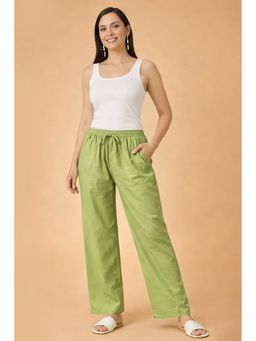HOUSE OF KARI - Green Viscose Rayon Regular Fit Pant