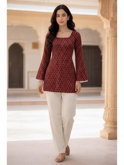 Indibelle - Printed Maroon Kurti
