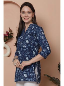 Rajnandini - Blue Cotton Floral Printed Tunic
