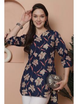 Rajnandini - Blue Cotton Floral Printed Tunic