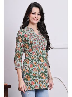 Rajnandini - Green Cotton Floral Printed Tunic