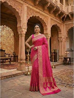 Anjaneya Sarees - Banarasi Silk Woven Saree with Unstitched Blouse