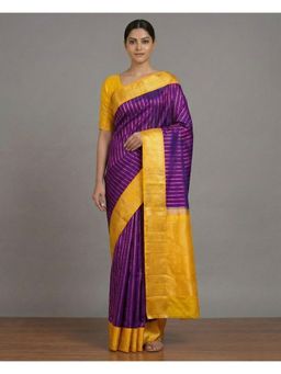 Anjaneya Sarees - Purple Banarasi Silk Woven Saree with Unstitched Blouse