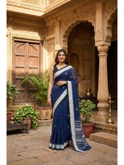 Anjaneya Sarees - Cotton Silk Geometric Saree with Unstitched Blouse
