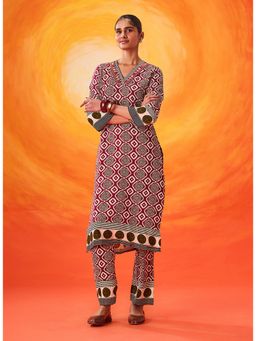 Lakshita - Rayon Red Printed Kurta with Pant