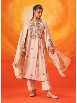 Lakshita - Nylon Peach Embroidered Kurta with Pant and Dupatta