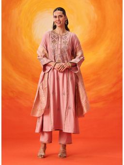 Lakshita - Nylon Pink Embroidered Kurta with Pant and Dupatta