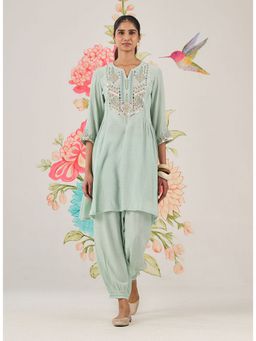 Lakshita - Nylon Green Embroidered Kurta with Salwar