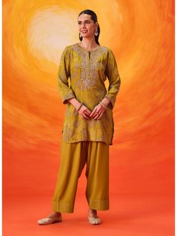 Lakshita - Viscose Olive Printed Kurta with Salwar