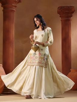 MADHURAM - Off White Beautiful Embroidered Lehenga and Kurta