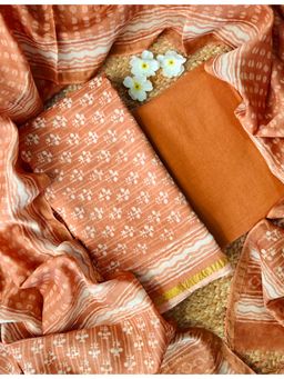 Ushvii - Casual Brown Unstitched Kurta with Pant and Dupatta