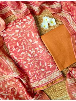 Ushvii - Casual Dusty Pink Unstitched Kurta with Pant and Dupatta