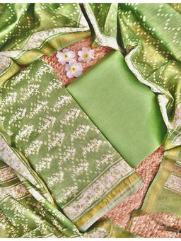 Ushvii - Casual Green Unstitched Kurta with Pant and Dupatta