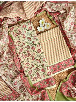 Ushvii - Casual Pink Unstitched Kurta with Pant and Dupatta