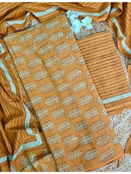Ushvii - Casual Orange Unstitched Kurta with Pant and Dupatta