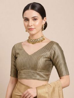 SALWAR STUDIO - Black Embellished V-Neck Saree Blouse