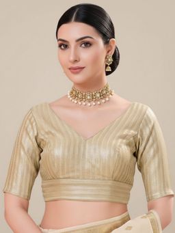 SALWAR STUDIO - Gold Embellished V-Neck Saree Blouse