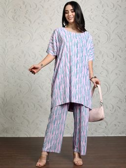 VISHUDH - Viscose Pink Printed Tunic with Pant