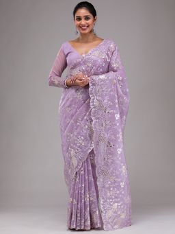 Koskii - Women Badla Tissue Saree With Unstitched Blouse