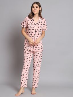 SEPHANI - Light Pink Printed Shirt with Pajama