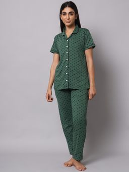 SEPHANI - Green Printed Shirt with Pajama