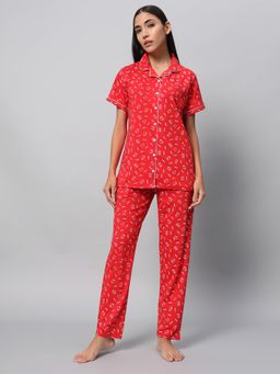 SEPHANI - Red Printed Shirt with Pajama