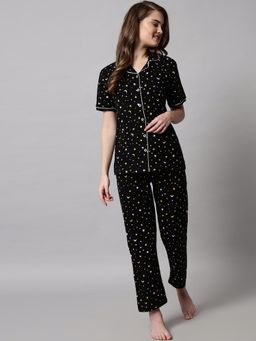 SEPHANI - Black Printed Shirt with Pajama