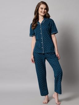 SEPHANI - Teal Printed Shirt with Pajama