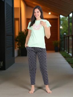 Kryptic - Green Women's Cotton Printed T-Shirt and Pajama