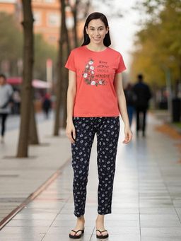 Kryptic - Coral Women's Cotton Printed T-Shirt and Pajama