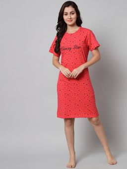 SEPHANI - Red Star Printed Night Dress