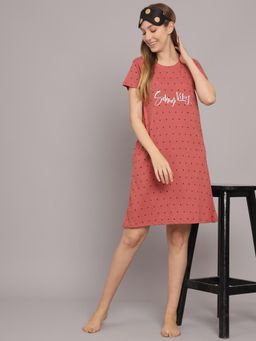 SEPHANI - Rust Polka Dots Night Dress