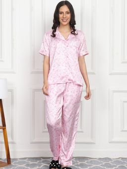 Slumber Jill - Floral Blush Button Down Shirt with Pajama