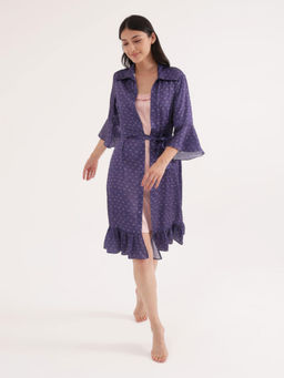 Slumber Jill - Twilight Bliss Satin Night Dress with Robe and Belt