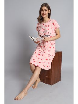 SEPHANI - Pink Heart Printed Night Dress