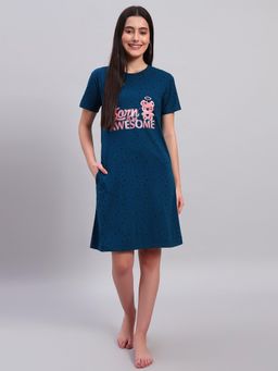 SEPHANI - Teal Star Printed Night Dress