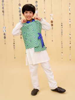 Lil Drama - Green Printed Kurta with Pyjama and Jacket