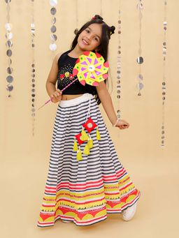 Lil Drama - Multi-Color Stripes Regular Choli with Lehenga