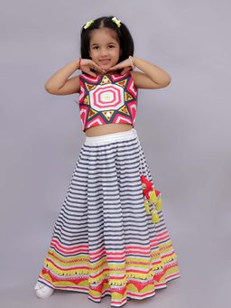 Lil Drama - Multi-Color Stripes Regular Choli with Lehenga