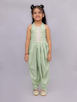 Lil Drama - Green Embellished Regular Jumpsuit