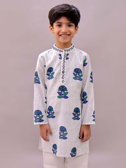 Lil Drama - White Stripes Regular Kurta
