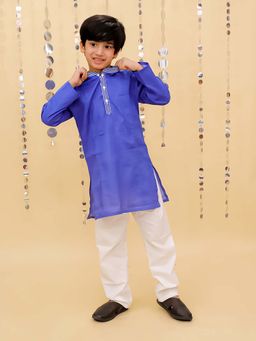 Lil Drama - Blue Solid Regular Kurta with Pyjama